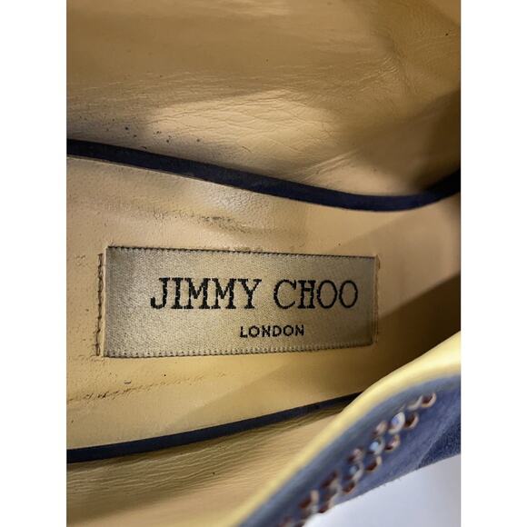 Jimmy Choo Blue Suede Silver Bronze Studded Peep Toe Booties Size EU 40 - Picture 11 of 11